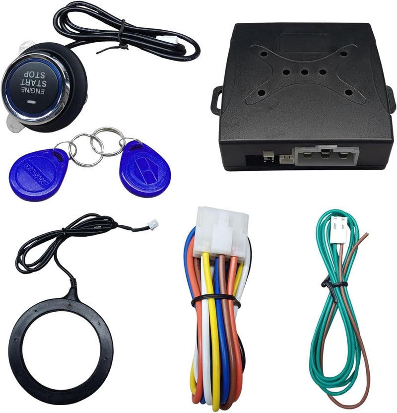 BDZMC Car Push Engine Start Button Kit, Upgrade Push to Start Ignition Kit, Smart Keyless Go System for Most DC12V Cars - Image 1